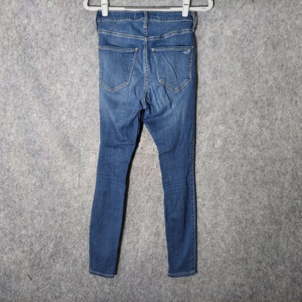 Hollister Women Jeans 3 Short High Jegging Distressed Trashed Stonewash Stretch - Picture 6 of 10